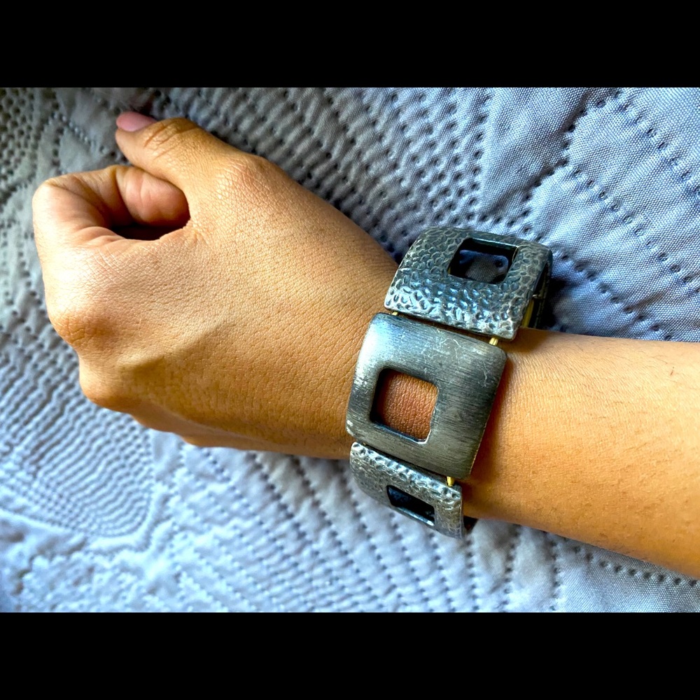 Square metal bracelet. Bold and sturdy metal